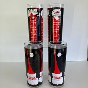 Libbey Santa and Chimney High Ball Glasses - Set of 4